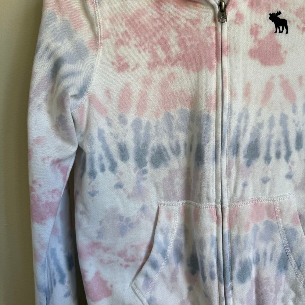 Abercrombie Kids Girls Pink Sherpa Full Zip Hoodie Sweater Tie-Die Hooded - Picture 5 of 10